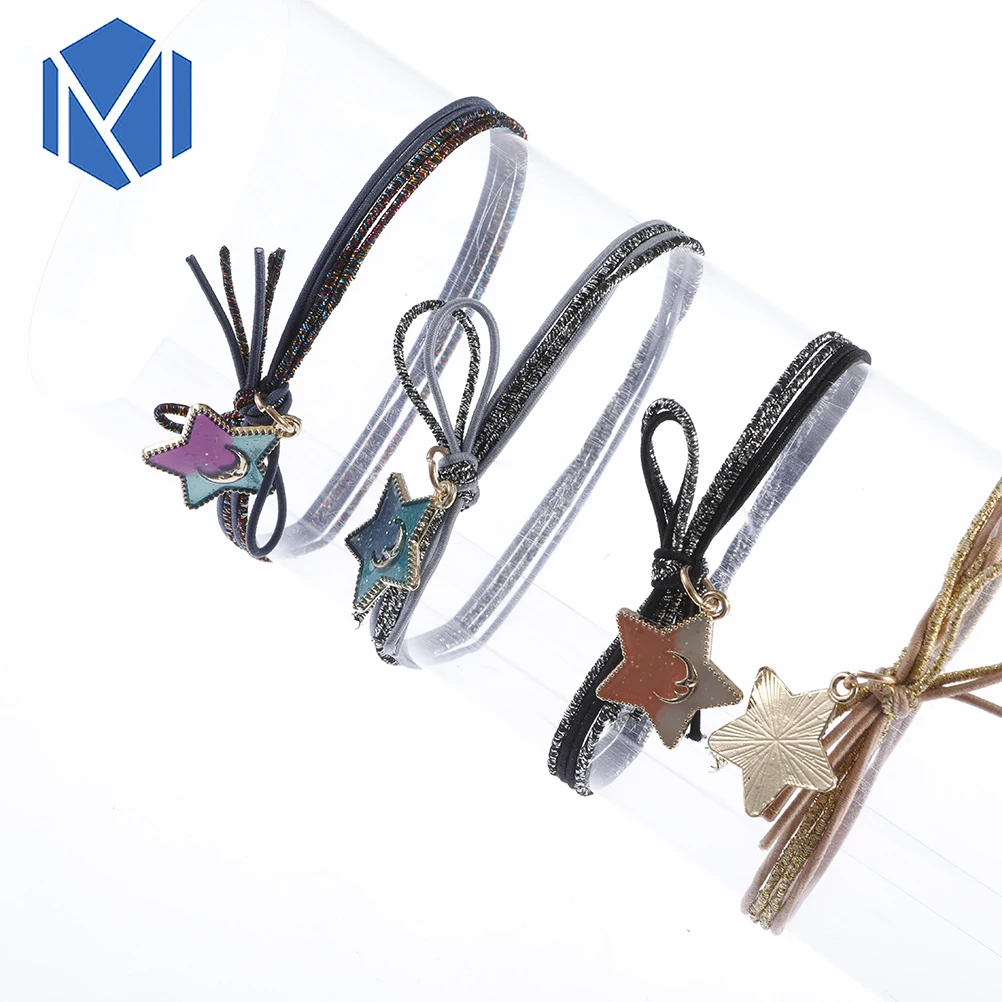 M MISM Fashion 1 пара K Pop женские резинки со звездами эластичные для волос Galaxy Bling Hair Ties