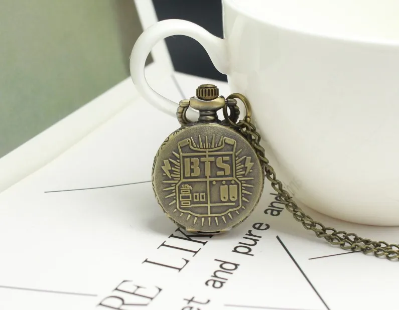 

New Fashion BTS/Bangtan Boys Music Team Korean Man Singing Group Quartz Pocket Watch Analog Pendant Necklace Mens Womens Gifts