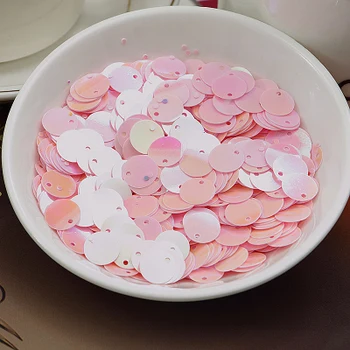 

360pcs Large Round Sequins 20mm PVC Sequin Flat Round Paillette Hologram Sequins Decoration With Side Hole Pink AB Confetti
