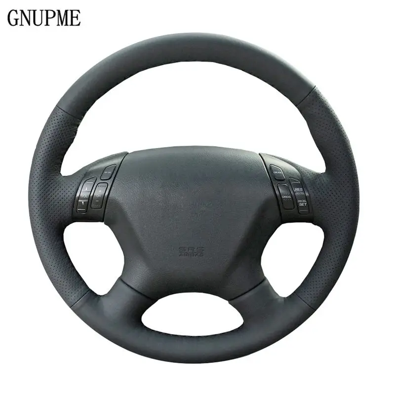 Black Genuine Leather Car Steering Wheel Cover for Honda Accord Nine