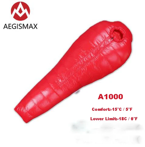 AEGISMAX AEGIS-A800/A1000 супер белый гусиный пух для взрослых 3 сезона Открытый Кемпинг Мумия спальный мешок для зимы холодной погоды - Цвет: A1000 Red