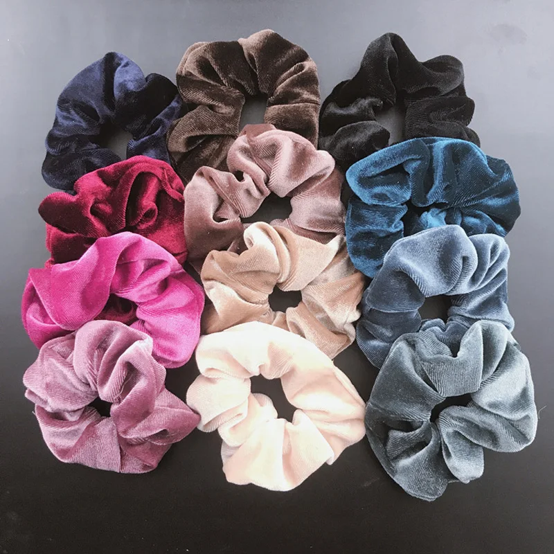 

Lot 12 Pieces Solid Women Hair Scrunchies Ring Elastic Hair Bands Bobble Sports Dance Charming Scrunchie Velvet Soft Hairband