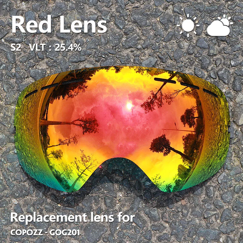 COPOZZ 201 Lens Ski Goggles Lens For Anti-fog UV400 Big Spherical Ski Glasses Snow Goggles Eyewear Lenses Replacement(Lens Only) 2