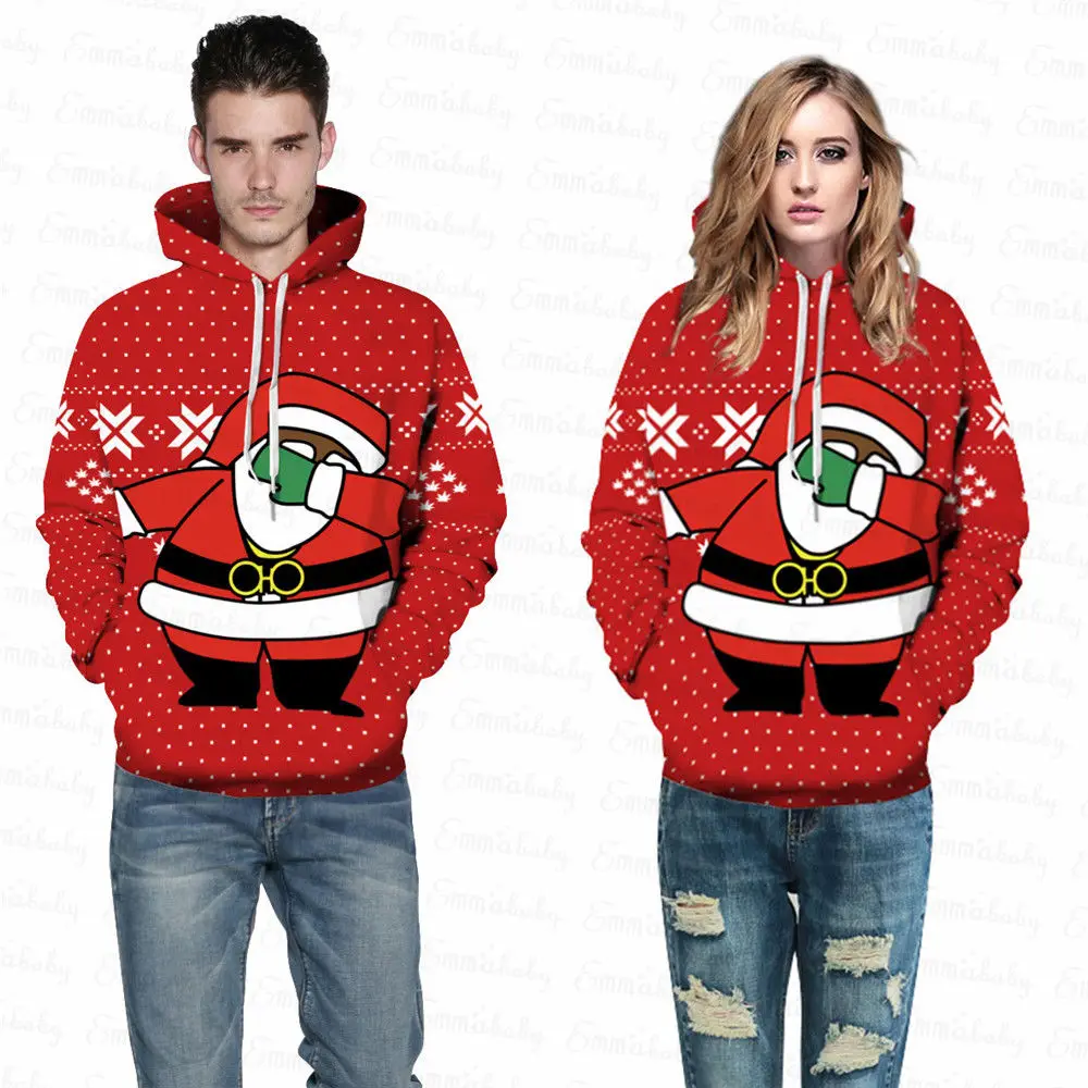 

Unisex Christmas Hoodies Sweatshirts Unicorn Women Men Xmas Hooded Jumper Sweatshirt Tee Tops Red Black Green Clothes