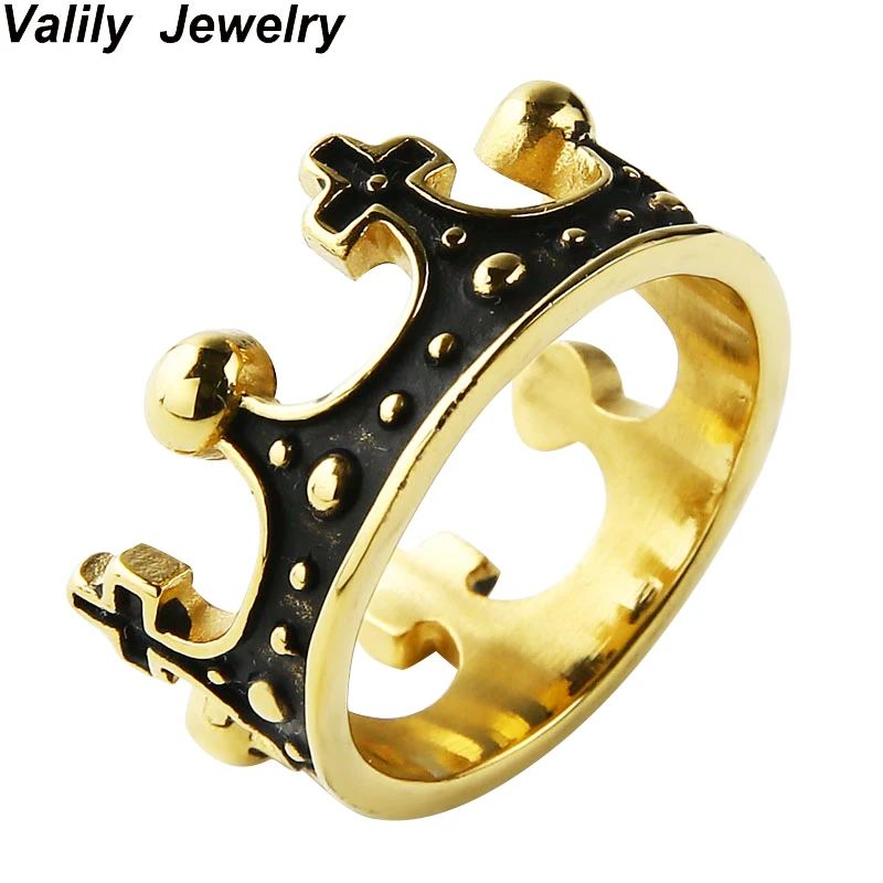 EdgLifU Wholesale Womens Crown Ring Stainless Steel Fashion Black Crown