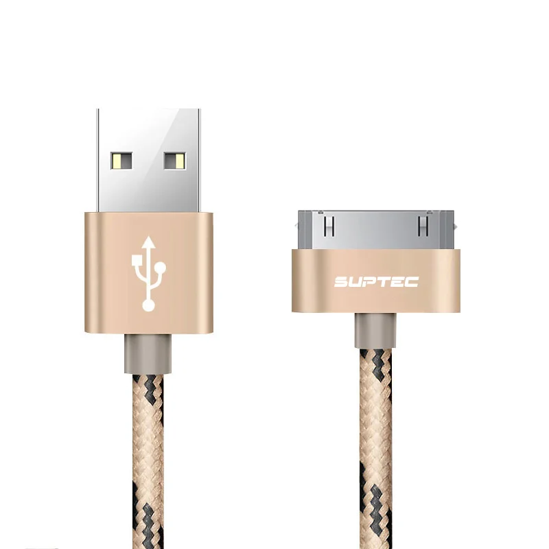 SUPTEC 30 Pin USB кабель для iPhone 4S 4 3GS iPad 1 2 3 iPod Nano itouch 2 м 3 м кабель для быстрой зарядки и синхронизации данных шнур-адаптер - Цвет: Colorful Gold