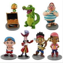 7pieces/lot 7style 5-10cm pvc Jake and the neverland pirates the pirate captain jack, Izzy doll Festival gift Gifts for children