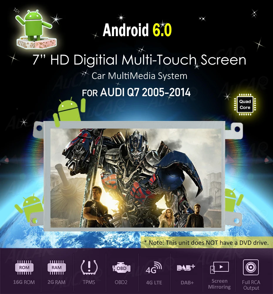 Flash Deal AuCAR Android 6.0 7" Car multimedia for Audi Q7 LHD RHD Car DVD Player 2005 - Quad core Bluetooth GPS Radio WIFI 4G Stereo IPS 9
