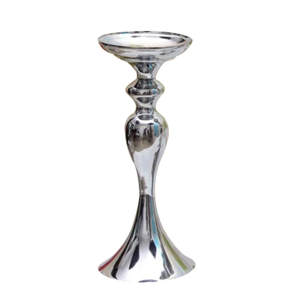 1 Piece Colored Candle Holders Metal Candlestick Flower Vase Table Centerpiece Event Flower Rack Road Lead Wedding Decoration 