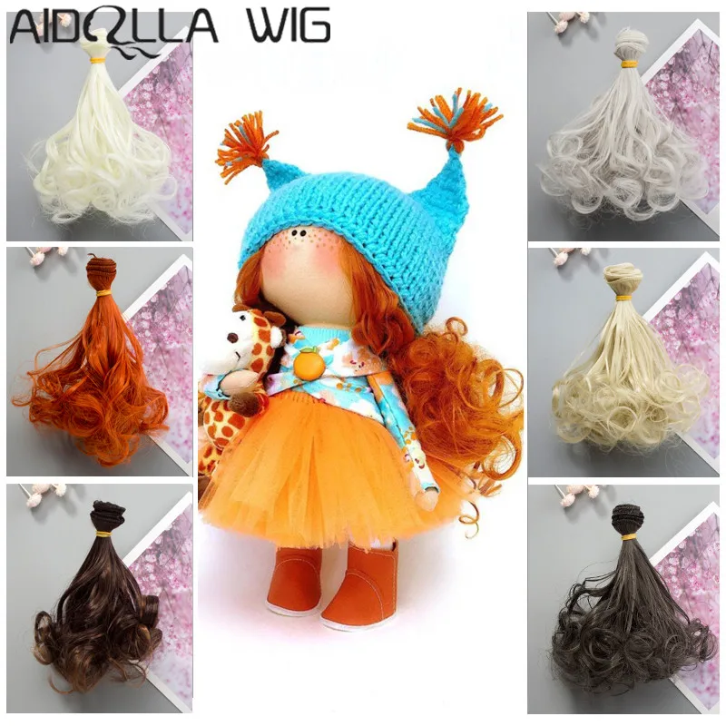 

Fashion 15*100cm DIY Mini Doll Wig High-Temperature Material Curly Hair Wig for BJD Doll Doll Accessories
