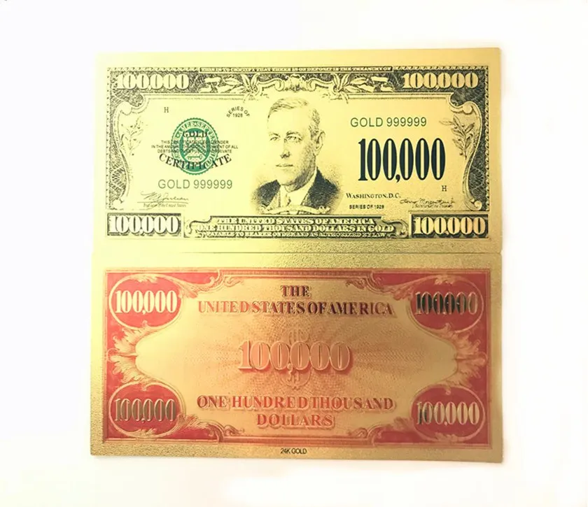 Все типы американская золотая фольга доллар банкнота поддельные деньги искусство ремесла Высокая коллекция Прямая поставка - Цвет: 1934 USD 100000