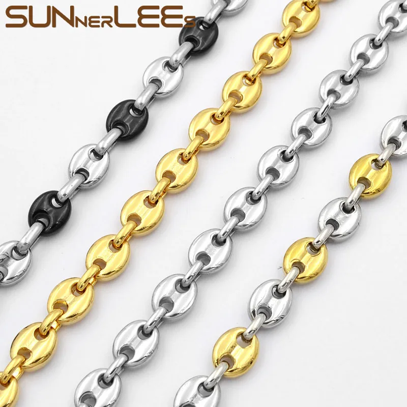 Ожерелье SUNNERLEES из нержавеющей стали 316L 5 ~ 11 мм цепочка для кофейных зерен