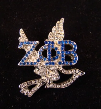 ZETA PHI BETA Swarovski Crystal Greek Letter with Dove Lapel Pin