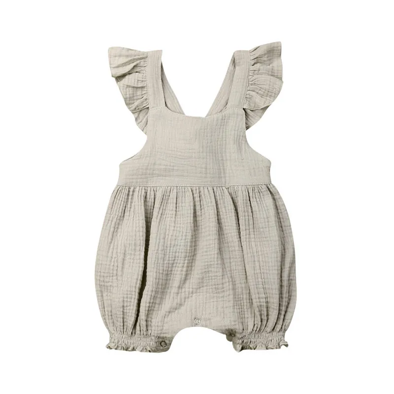 

Baby Girls Clothes Summer Baby Ruffles Sleeveless Rompers Infant Newborn Baby Girls Cotton Loose Jumpsuit Overalls For Girls