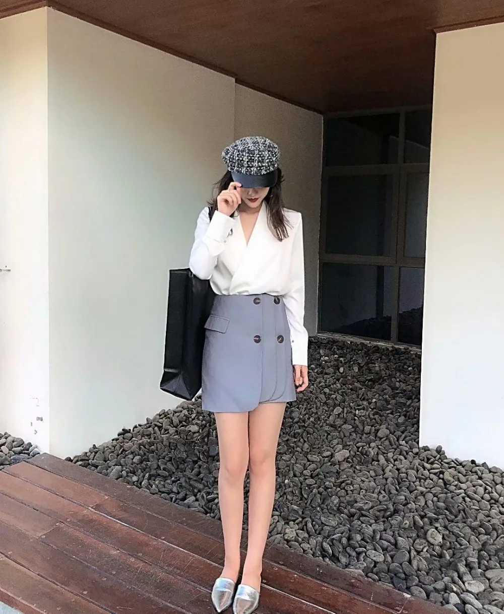 Heydress Новая Винтажная стильная Асимметричная мини-юбка на пуговицах с молнией сзади уличная Женская шикарная юбка Повседневная Faldas Mujer
