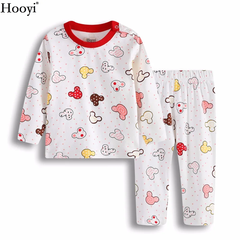 Hooyi характер ребенка комплект одежды для девочки для сна комплект хлопок Мягкий новорожденных пижамы Костюмы детская футболка Брюки для девочек