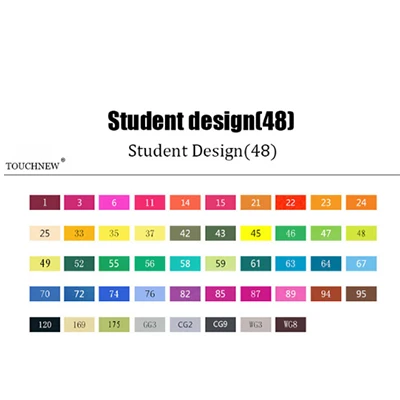 TOUCHNEW T6 двойная кисть масляная на спиртовой основе 168 набор цветов эскиз маркеры dibujo манга rotuladores цвет es ручка товары для рукоделия - Цвет: 48studenter desin