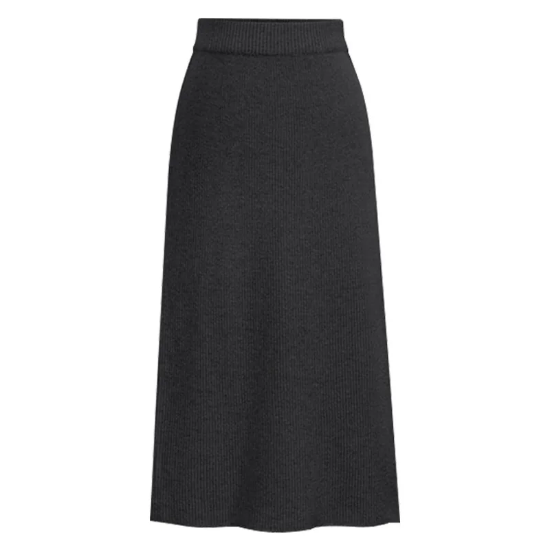 Трикотажная юбка большого размера Женская длинная осенняя и зимняя новая шерстяная юбка с высокой талией юбка с разрезом - Цвет: Dark Gray
