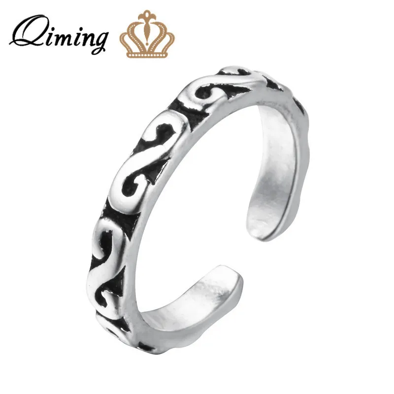 Черные античные тайские серебряные Ретро Кольца для мужчин и женщин регулируемое кольцо на палец ног славяне Викинги Винтажные Ювелирные изделия турецкое кольцо подарок - Цвет основного камня: QM-SR126