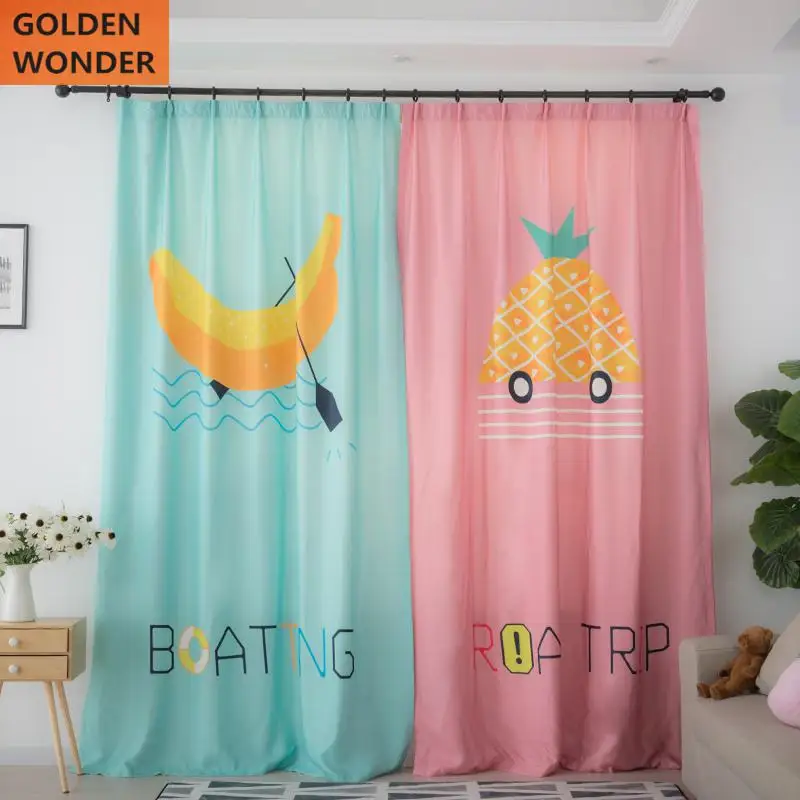 

Lovely Cartoon Style Fruit Finished Curtains Customized Princess Bedroom Drapes Girl Curtains For Living Room