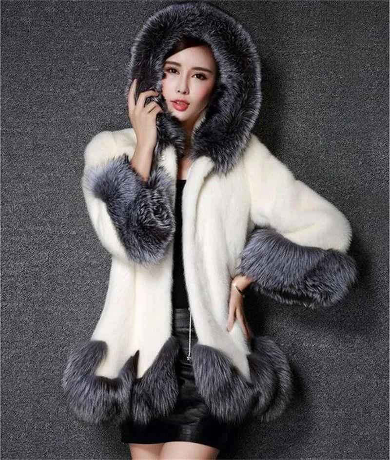Новинка, женские куртки из искусственного меха, пальто, зимняя куртка для женщин, смешанные цвета, модное пальто из искусственного меха размера плюс XXXXXL