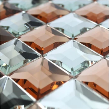 

Silver 5 edges beveled Crystal Diamond Mirror Glass Mosaic Tiles for KTV showroom Display cabinet DIY decor wall frame outdoor