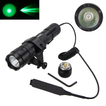 

Brightness 5000LM XML Q5 GREEN Flashlight Torch Hunting Gun Mount Light 18650