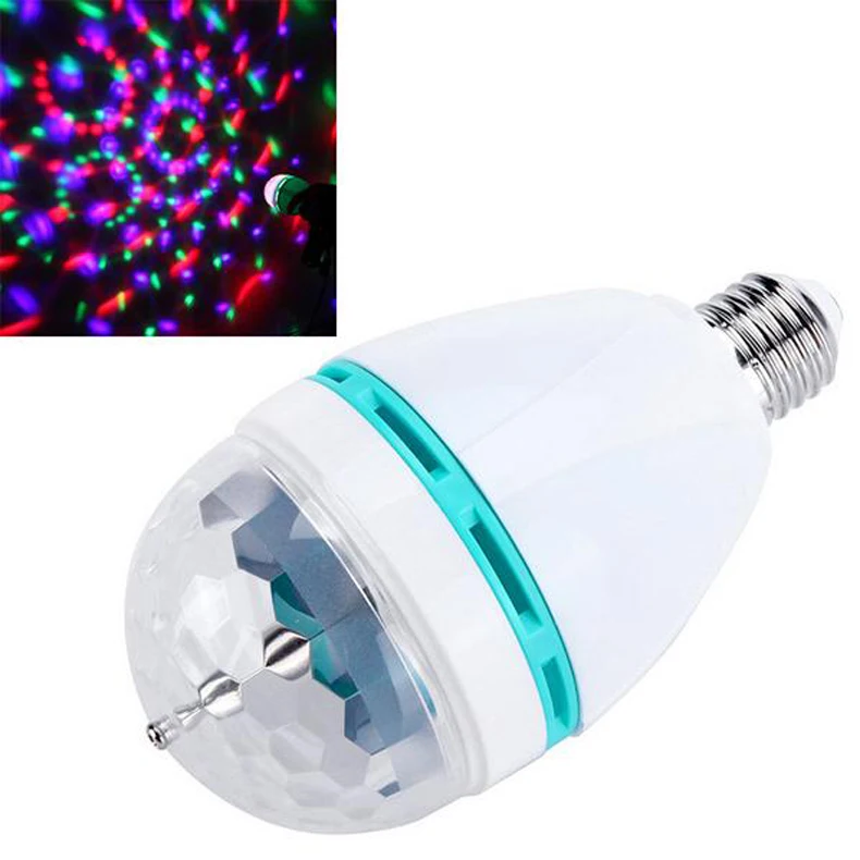 

3W E27 Full Color RGB LED Auto Rotating Lamp Crystal Stage DJ Party Light Bulb 85-260V Led Stagelight Free Shipping