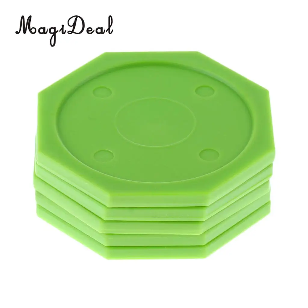 MagiDeal 5 Pieces Air Hockey Octagon Pucks for Full Size Air Hockey Tables Green