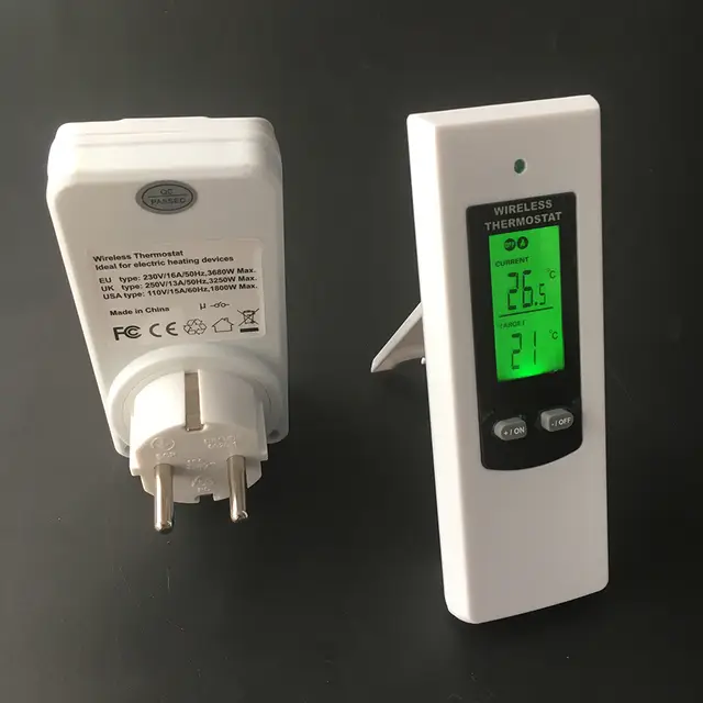 Digital Wireless Thermostat Room Temperature Controller Heating And Cooling Function With Remote Control Lcd Backlight In Temperature Instruments