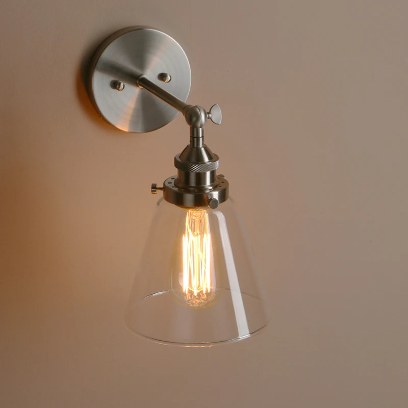 Permo Vintage 6.3'' Funnel Glass Wall Lamps Rose Gold Sconce Bedside Wall Light Modern E27 Lighting Fixtures for dressing table