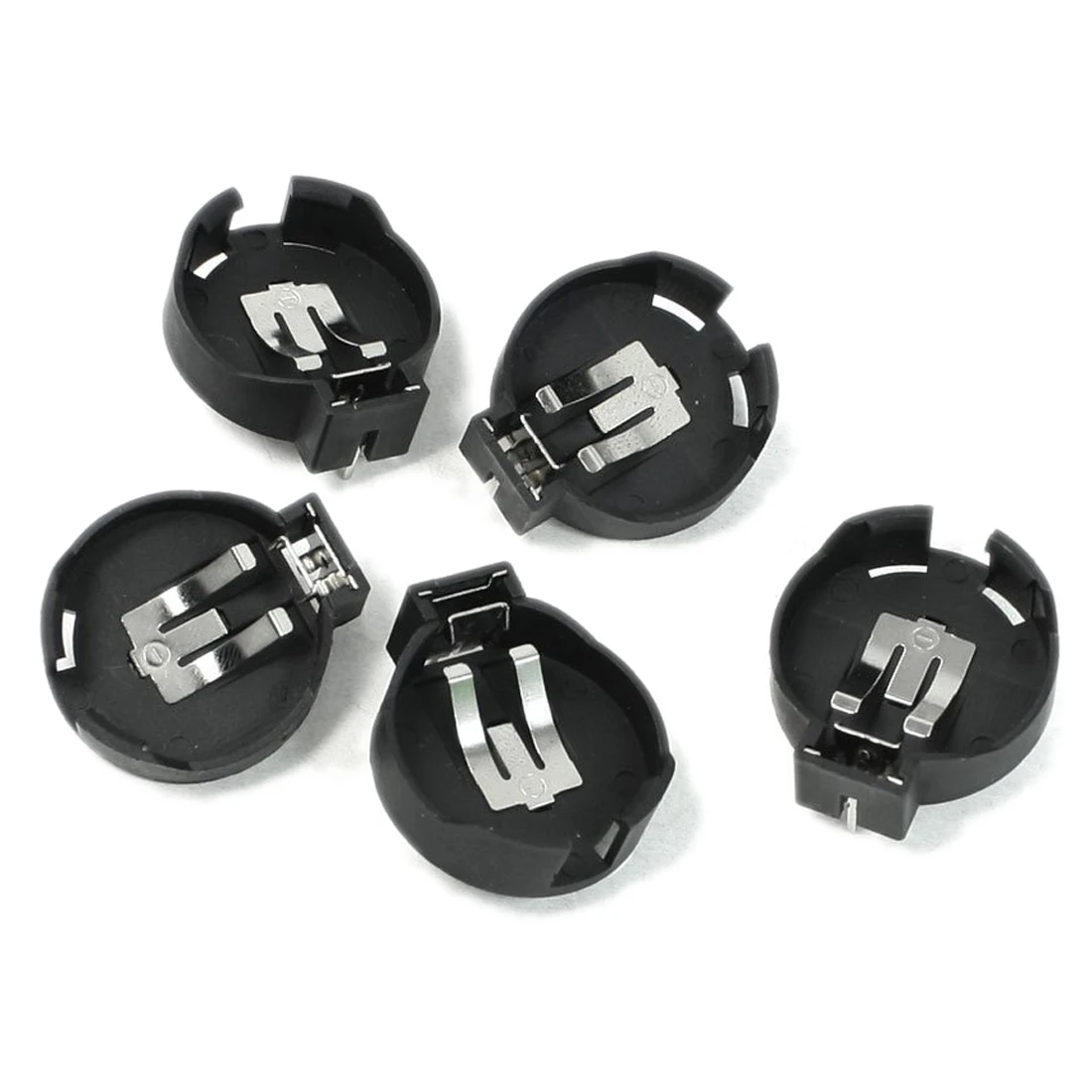 PCB Hole Plugging Type CR/LIR2450 Button Cell Battery Holder 5 Pcs Black J7J1