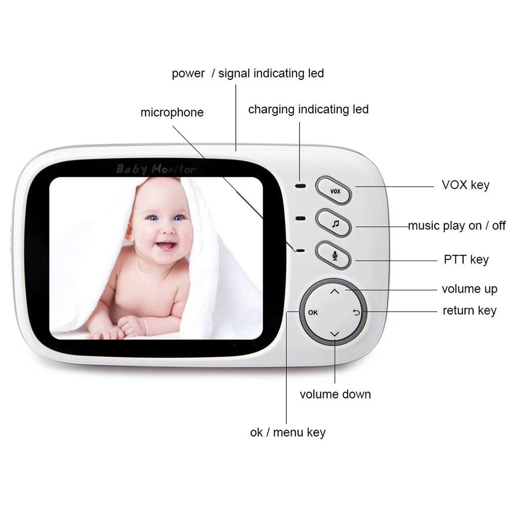 VB603 детский монитор 2 4 ГГц беспроводной спальный температуры Smart Talkie babysitter с 3