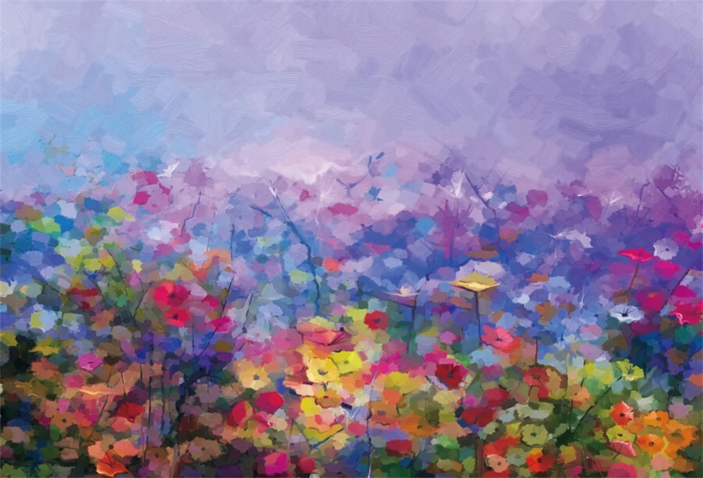 

Laeacco Blurry Flowers Painting Photo Photography Backgrounds Customized Photographic Backdrops For Photo Studio