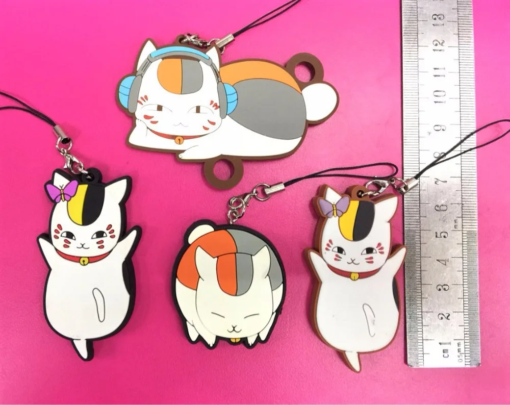 G541 4pcslot  Natsume's Book of Friends Original Japanese anime figure rubber Silicone sweet smell mobile phone charms keychain strap