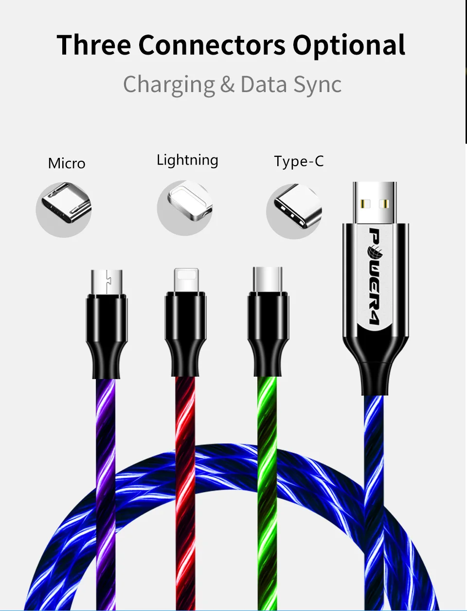 Power4 Led Micro USB кабель зарядное устройство для iPhone зарядный кабель usb type C кабель для быстрой зарядки для samsung