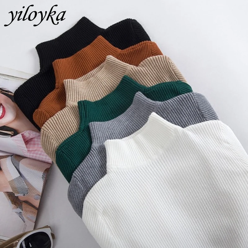 

New Autumn Women's Turtleneck Warm Sweater Women Cashmere Pullovers Sweaters Primer Shirt Long Sleeve Slim-fit Tight Sweater