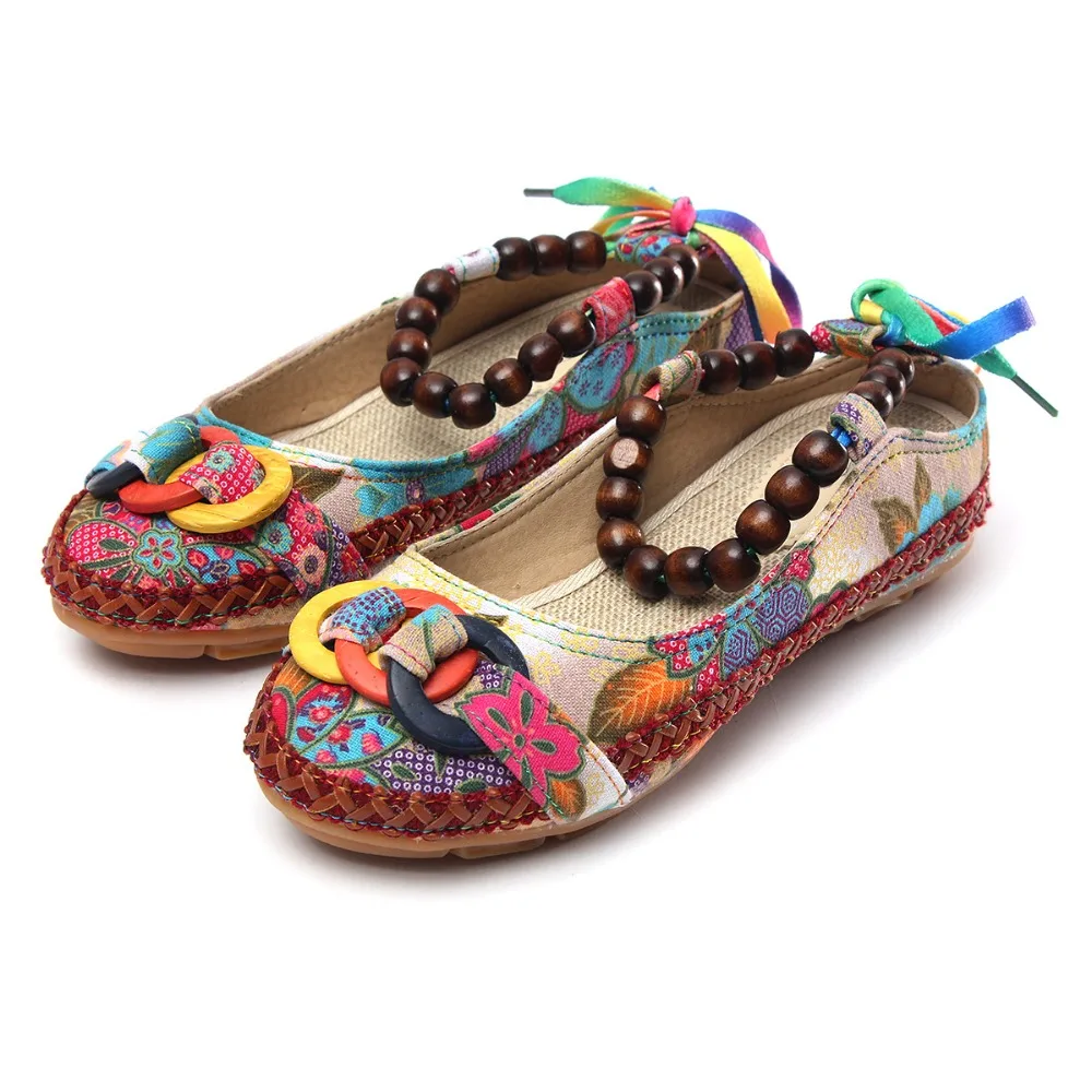 embroidered flat shoes handmade beaded ankle straps loafers retro ethnic embroidered flat shoes handmade beaded ankle straps loafers retro ethnic