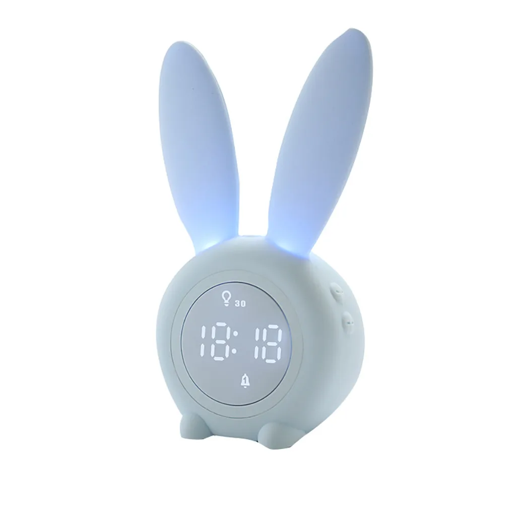ABS+ силиконовый милый кролик таймер отключения часы Креативный светодиодный волшебный Цифровой Будильник мультфильм электронные часы ночник#28/5 - Цвет: Синий