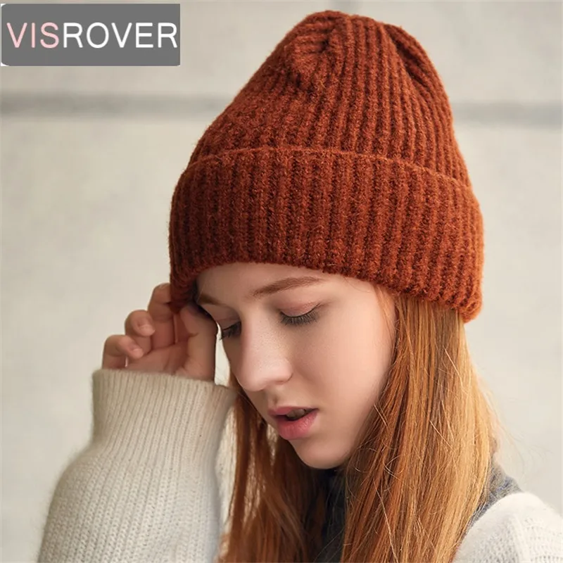 

VISROVER New ball cap winter autumn hat for women warm girl 's hat brand new thick female male knitted beanies 6 colors cap