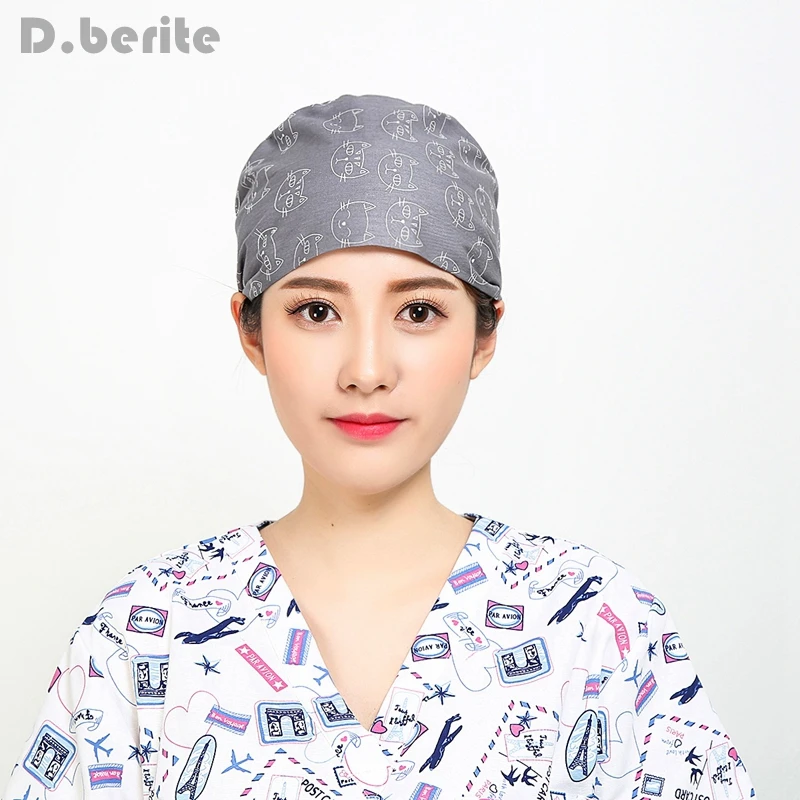 

Women Men Solid Lab Doctor Nurse Printing Scrub Hats Unisex Medical Surgical Newest Surgery Cap DAJ9327-DAJ9342