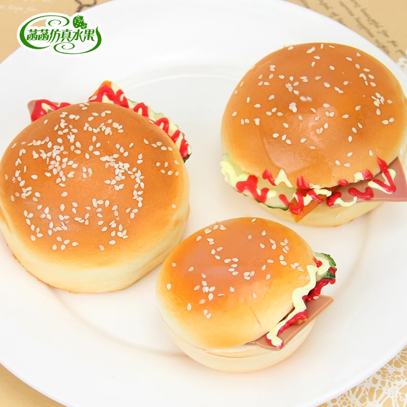 

Hamburger opening high artificial PU cake food model photography props