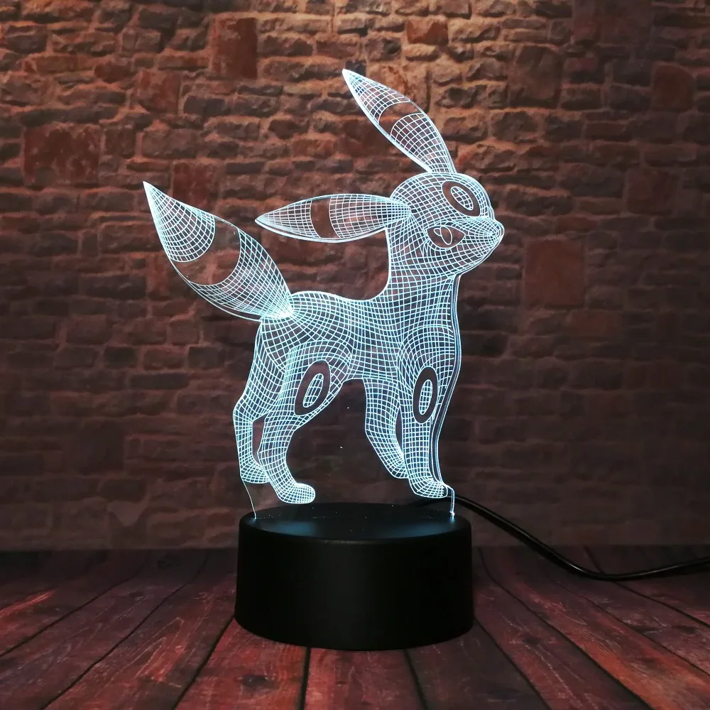 Umbreon Pokemon Go 3D фигурка ночник USB 7 цветов меняющий цвет настольная лампа декор для
