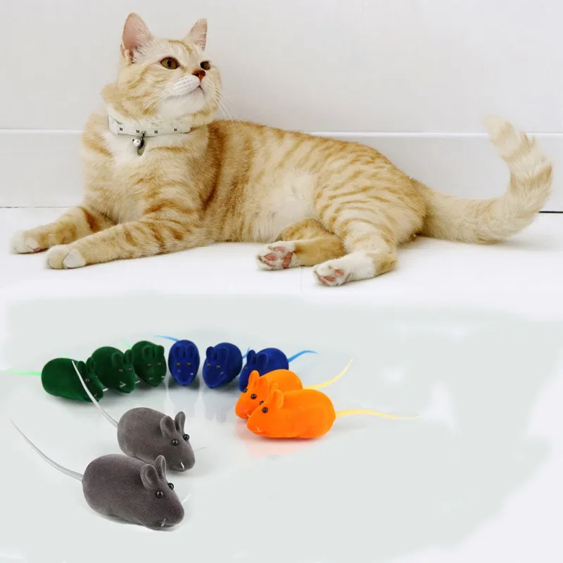 10PCS Pet Cat Mice Shape Toy Soft Fleece False Colorful Feather Funny