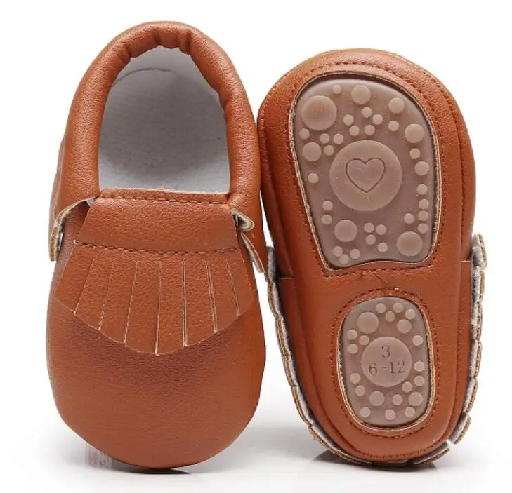 Милые Мокасины с бантом и твердой подошвой для малышей; обувь для первых шагов; кожаная обувь для маленьких девочек; модная прогулочная обувь для малышей от 0 до 4 лет - Цвет: brown fringe