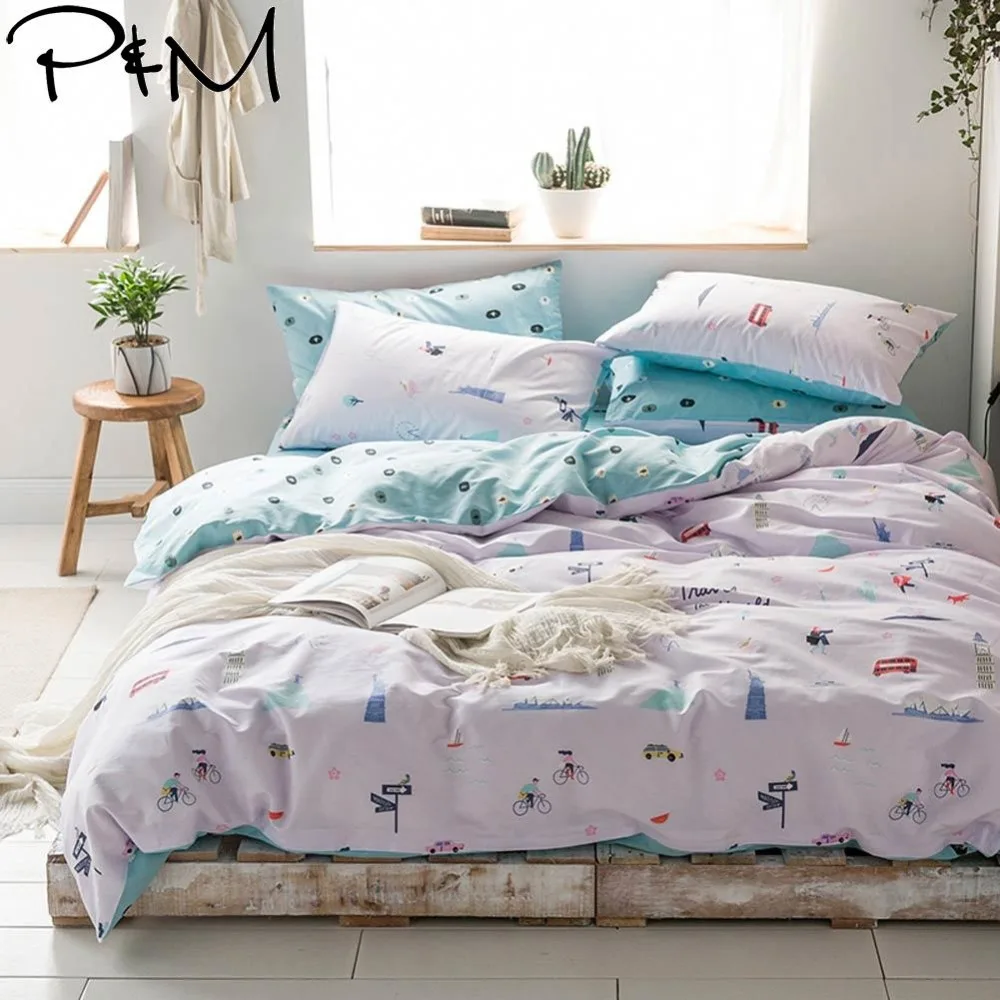 

2019 PAPA&MIMA Cars Bikes Travellers Bedlinens Twin Queen King Size Cotton Duvet Cover Set Pillowcases 3/4pcs Bedding Set