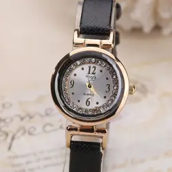 Часы для женщин Роскошные Мода 2018 г. тонкой кожи группа Алмаз Аналоговый кварцевый механизм наручные часы Прямая доставка