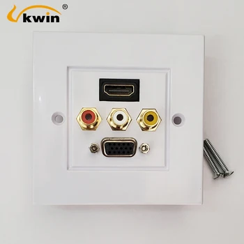 

VKWIN HDMI VGA 3RCA Panel Composite Wallplate Multimedia Wall Panel Audio Video Socket Wall Plate Panel Adapter