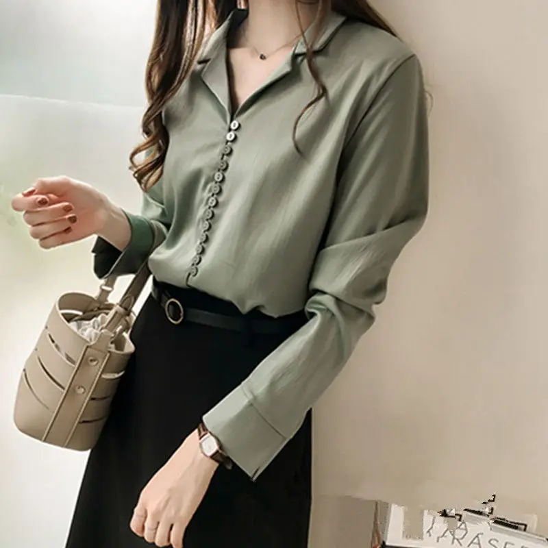 المرأة الاجتماعي بلوزة الصلبة V الرقبة قميص الإناث طويل كم تونك المرأة مكتب الوظيفي زائد حجم قمم 3XL 4XL