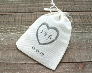 

personalize initials date wedding Bachelorette Bridesmaid Hangover Kits Jewelry gift Bags Drawstring muslin candy pouches